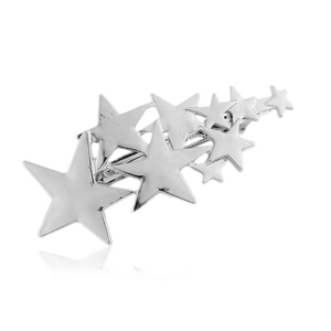 Polished silver alloy star hair clip featuring a cascading meteor shower design