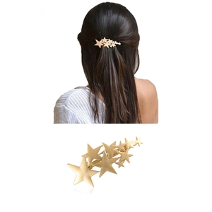 Alloy Star Cluster Hair Clip For Women Geometric Shooting Star Barrette For Wedding Party Gold Silver Hair Accessories