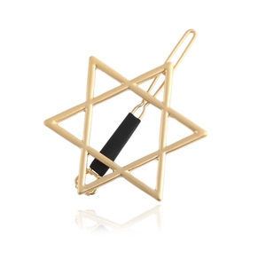 Minimalist golden metal hexagram star hair clip for women with elegant mirror reflection