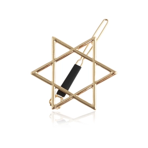 Minimalist gold hexagram star metal hair clip with smooth polished finish on white background