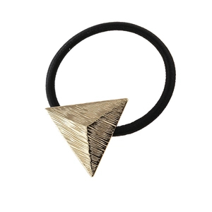 Minimalist matte gold triangle hair tie with black elastic rope for women’s fashion