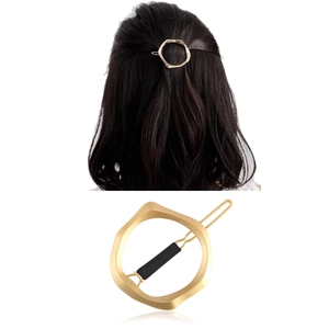 Irregular Geometric Round Ring Hair Clip Alloy Matte Glossy Minimalist Side Clip Hairpin For Women Daily Party Decor