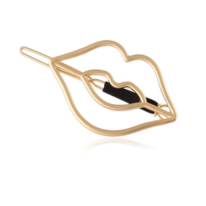 Hollow Out Lip Shape Alloy Metal Hair Clip Fashion Gold Silver Matte Finish Side Barrette For Women Daily Hair Accessory