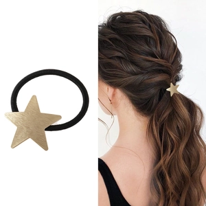 Élastiques à Cheveux Étoile en Alliage Minimaliste Pentagramme Métallique Brossé Mat Bandeau Haute Élasticité Accessoires de Cheveux pour Femmes Filles