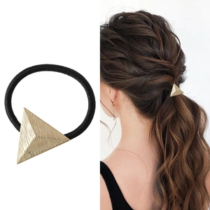 Minimalist Geometric Triangle Alloy Hair Tie For Women Brushed Metal Elastic Hair Band Fashion Headwear Accessory