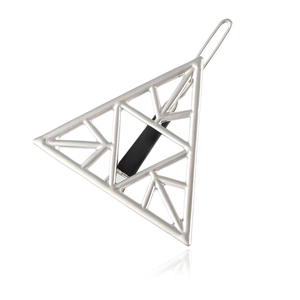Modern hollow triangle hair clip in silver alloy with minimalist geometric cutout design