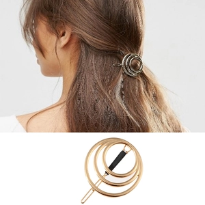 Fermaglio per Capelli in Metallo a Triplo Cerchio Geometrico Minimalista in Lega di Zinco Galvanizzato per Donna Accessori per Capelli