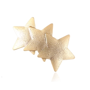 Western Style Alloy Triple Star Hair Clip Matte Gold Silver Hammered Texture Geometric Star Shape Side Clip For Women Daily Party Accessories