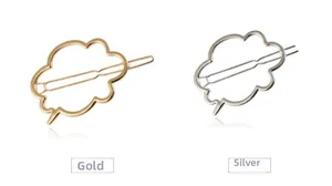 Detailed close-up showing gold and silver zinc alloy hollow cloud hair clips with metallic finish