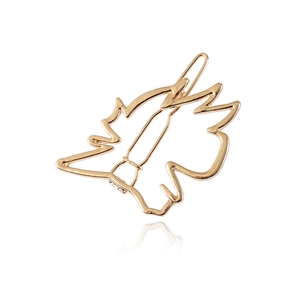 Minimalist Alloy Irregular Horse Head Hair Clips Geometric Hollow Side Clips For Women Fashion Hair Accessories Gold Silver