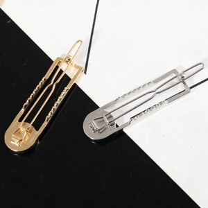 Hollow geometric turquoise hair clips set in gold and silver plating finish