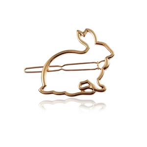 Minimalist hollow rabbit hair clip made of rose gold alloy with a sleek polished finish