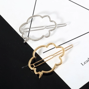 Minimalist cloud-shaped hollow metal hair clips in polished gold and silver finishes