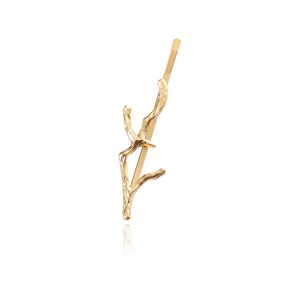Pince à Cheveux Branche de Bois en Alliage Électroplaqué Style Forêt Barrette Latérale Minimaliste Or Argent pour Femmes