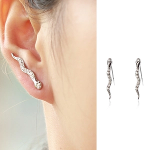 Orecchini a Forma di Serpente Ear Climber in Lega con Strass Crawler Gioielli di Moda per Donna Regalo Accessorio Piercing