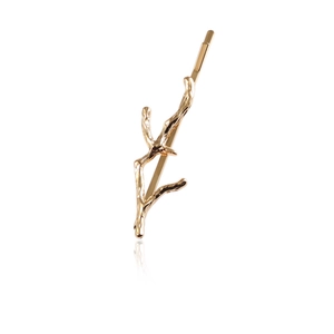 Pince à cheveux élégante en forme de branche dorée avec finition métallique brillante