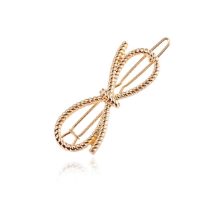 Vintage Alloy Twisted Rope Bowknot Hair Clip For Women Electroplated Metal Infinity Knot Side Clip Fashion Hair Accessories