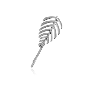 Barrette à cheveux élégante en alliage de zinc argenté avec motif de feuille 3D évidé