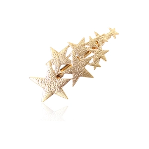 Vintage Alloy Star Hair Clip With Hammered Texture Geometric Matte Gold Silver Hair Side Clip For Women Daily Party Hair Accessories