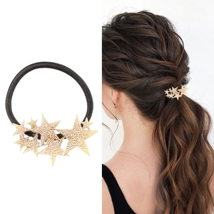 Élastique à Cheveux Étoile en Métal Givré pour Femmes Support de Queue de Cheval Alliage Mat Accessoires de Coiffure Mode