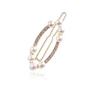 Pince à Cheveux Vintage en Alliage avec Künstliche Perles et Strass Élégante Pince Latérale Ovale Or Argent pour Mariage Femme Bijoux