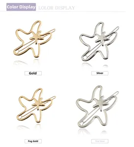 Detailed comparison of irregular hollow starfish hair clips in four metallic finishes