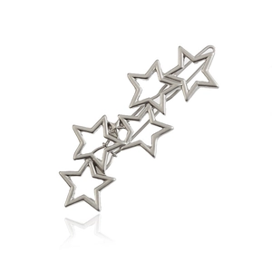 Barrette à cheveux étoile argentée polie avec design de pentagramme évidé et superposé