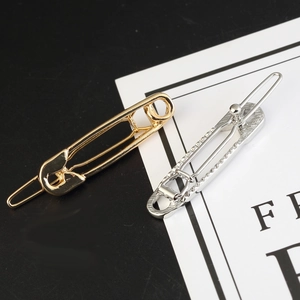 Set di fermagli per capelli a forma di spilla da balia in oro lucido e argento testurizzato