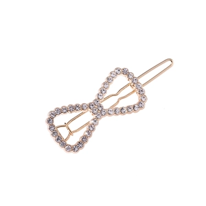 Barrette à cheveux dorée creuse avec strass étincelants et design infini minimaliste
