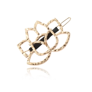 Vintage Hollow Rose Flower Alloy Hair Clip Hammered Metal Lotus Bobby Pin Gold Silver Hairpin For Women Daily Accessories