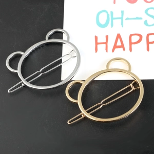 Barrettes à cheveux tête d'ours en métal argenté et doré pour coiffure quotidienne