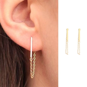 Minimalist Metal Long Chain Drop Earrings For Women Alloy Copper Geometric Bar Dangle Earrings Electroplated Fashion Jewelry
