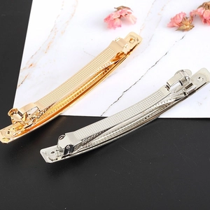 Minimalist gold and silver slim alloy hair clips with textured checkered pattern