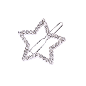 Elegant silver star hair clip with sparkling rhinestones for women hair styling