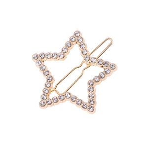 Elegant gold hollow star hair clip with crystals and pearls for women fashion