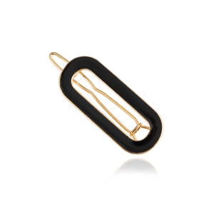 Geometric Oval Alloy Hair Clip For Women Electroplated Enamel Paint Gold Silver Pink Black White Hair Accessories Wedding Party