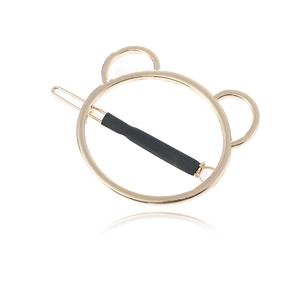 Barrette à cheveux minimaliste en forme d'ours doré avec revêtement antidérapant