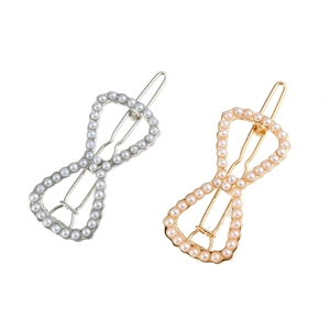 Barrettes à cheveux nuds creux serties de perles et finition en alliage poli