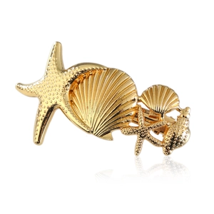 Mode Legierung Seestern Meeresmuschel Haarclip Für Damen Metallische Ozean Thema Gold Silber Beschichtet Haarschmuck Urlaub Dekoration