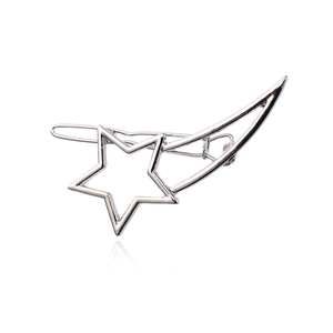 Barrette étoile en alliage argenté poli avec design météore minimaliste et détail ajouré