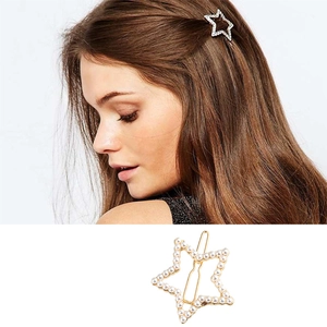 Hollow Star Hair Clip Alloy Faux Artificial Pearl Rhinestone Bobby Pin Star Shape Hairpin For Women Fashion Hair Accessories