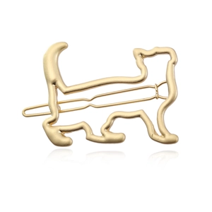 Barrette à cheveux chat évidée en alliage doré poli avec un design minimaliste et élégant
