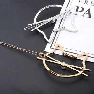 Barrettes à cheveux minimalistes en métal doré et argenté avec perles élégantes pour femme