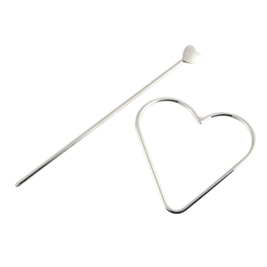 Poliertes silbernes Haarnadel-Set in Herzform für elegante Damenfrisuren