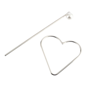 Minimalistisches Haarspangen-Set aus Silberlegierung mit Herzrahmen und Perlendetail