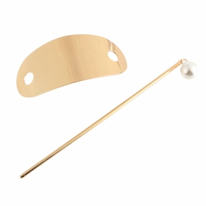 Minimalistisches Haarnadel-Set aus goldener Legierung mit eleganter weißer Perle