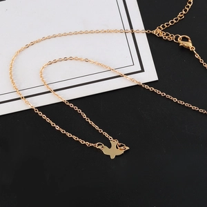Elegant gold-tone pigeon pendant necklace with adjustable chain and lobster clasp