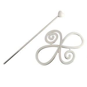Minimalist silver alloy hollow hair clip set with heart wand and spiral knot design