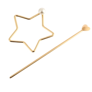 Bastoncino per Capelli Retrò Lega Stella Cuore Traforato Con Perla Artificial Minimalista Oro Argento Forcina per Donna Accessori Eleganti