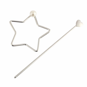 Set molletta per capelli a stella d'argento con perla e bastoncino per capelli a cuore elegante